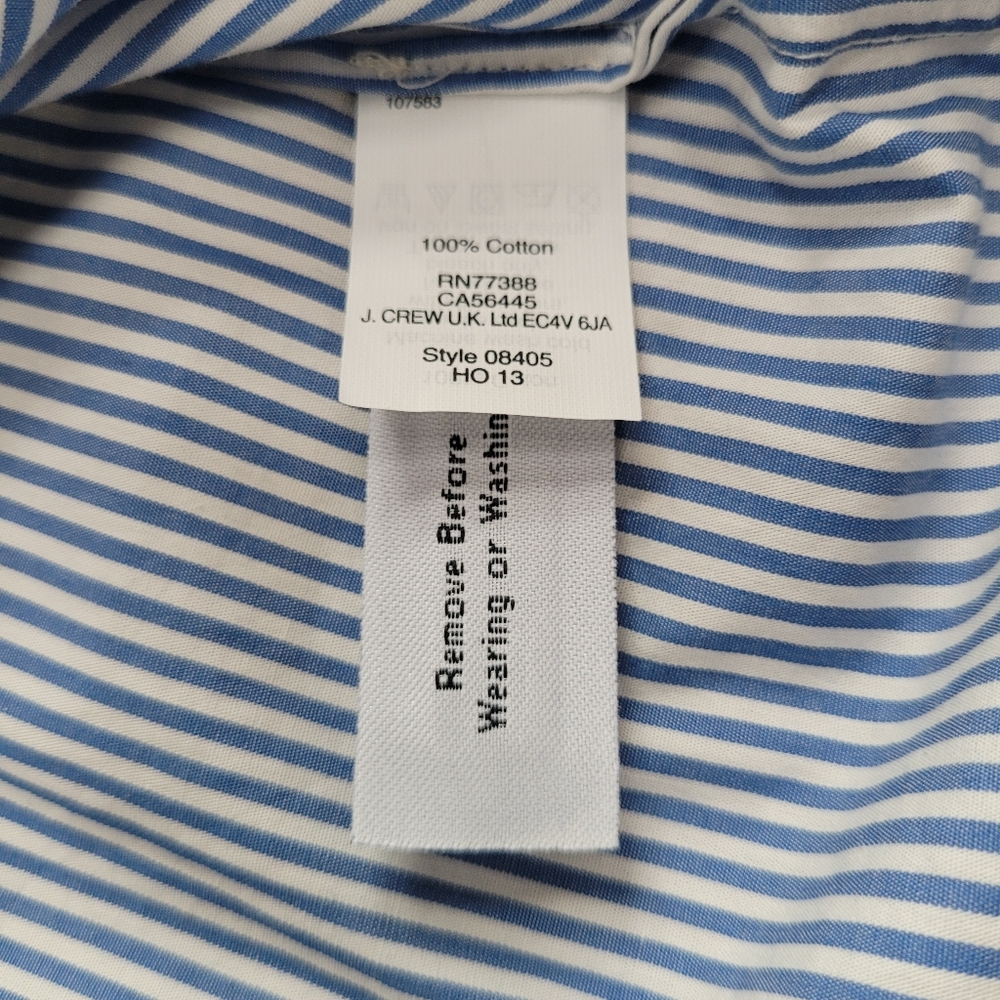 J. Crew Embroidered 100% Cotton Striped Boyfriend Shirt Dress Size S Like New - Picture 11 of 11